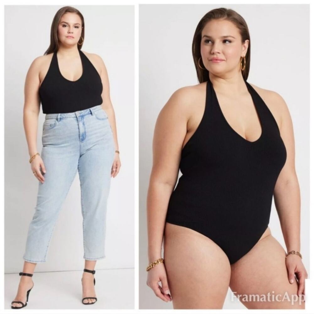 New size 22/24 Eloquii Black halter v-neck bodysuit